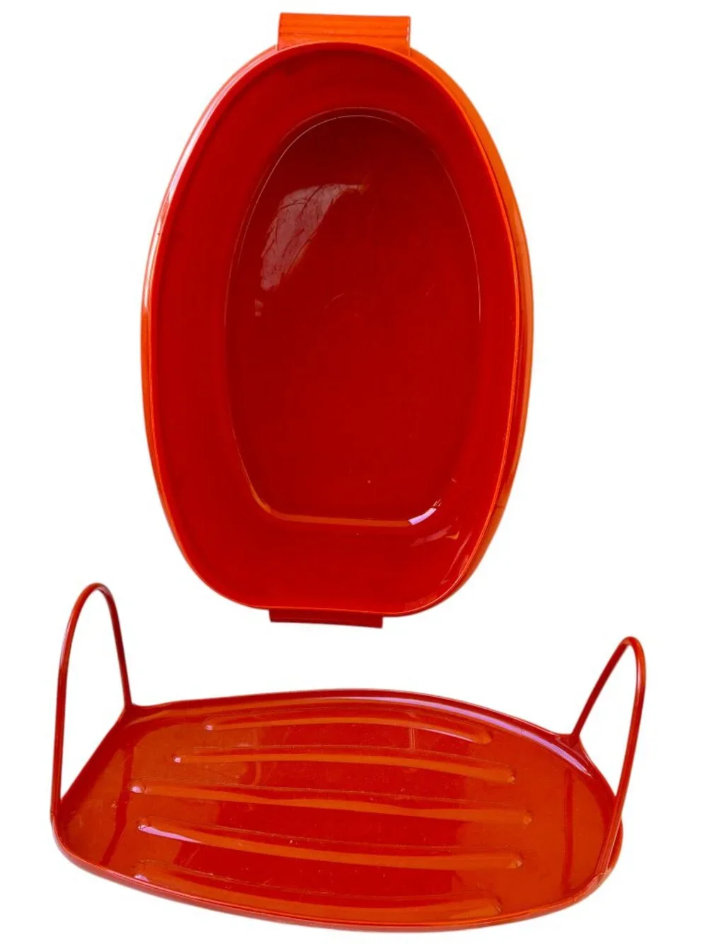 TUPPERWARE 487-5 Storage Container Roast Turkey Ham Keeper Paprika Red 3 pieces
